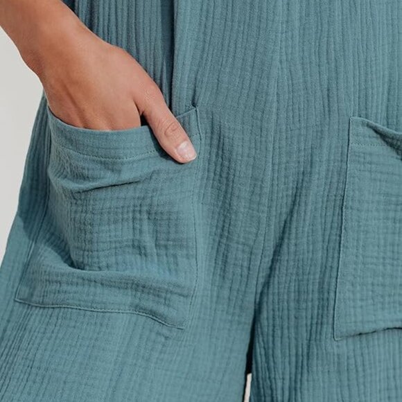 NWT lrg CUPSHE Women's Sleeveless Overall Adjustable Jumpsuit Beach Romp - Picture 3 of 4